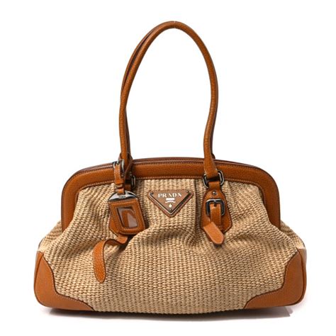 PRADA Paglia Cinghiale Frame Bag Naturale Cuoio